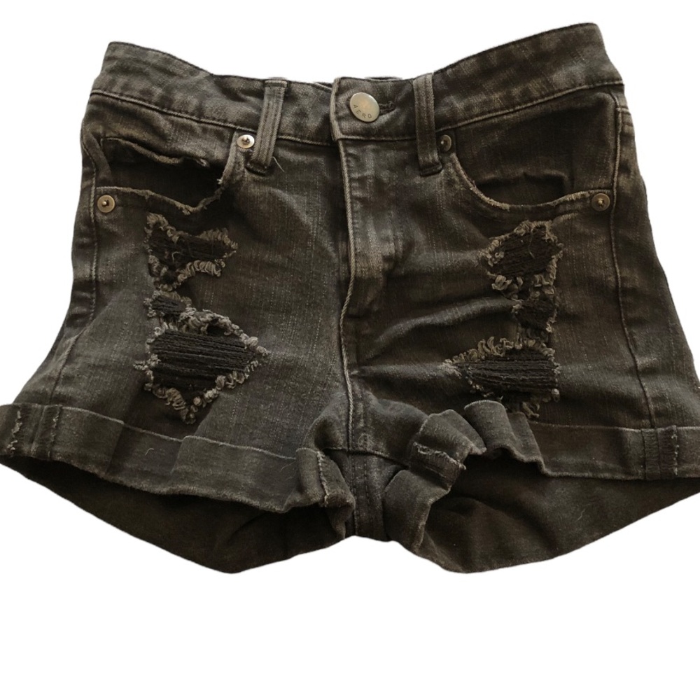 High rise midi jean shorts